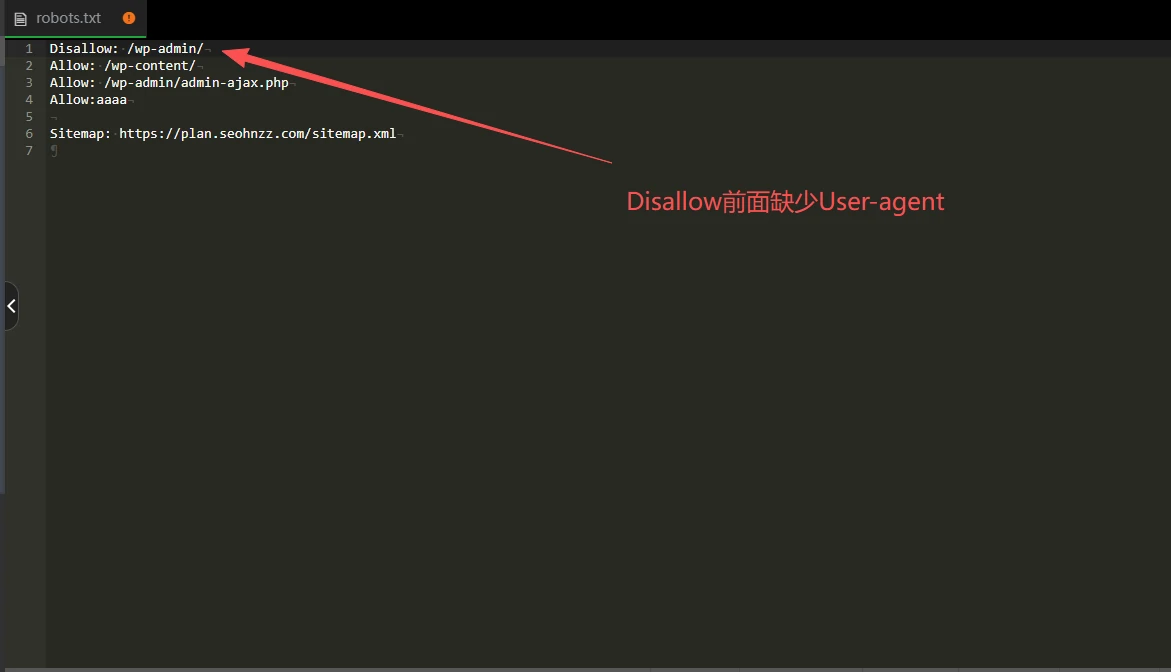 问题截图：错误的 robots.txt 格式 - 问题截图 4