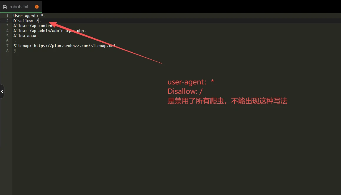 问题截图：错误的 robots.txt 格式 - 问题截图 10