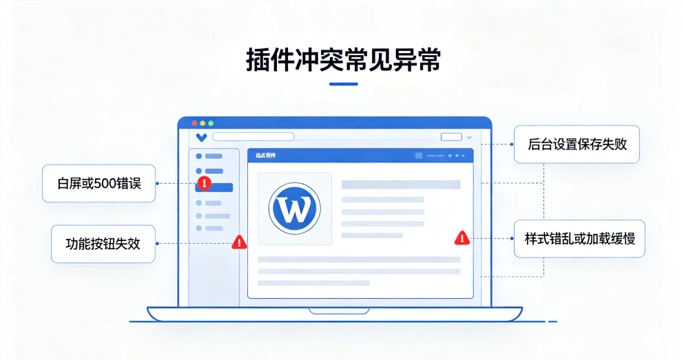 WordPress插件冲突功能异常:完整修复与全链路避坑指南-图1 WordPress插件冲突功能异常:完整修复与全链路避坑指南-图1